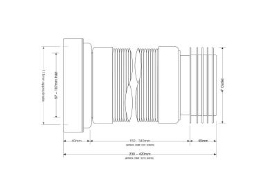 Zdjęcie: Rura WC harmonijkowa z uszczelką 270-540 mm MCALPINE