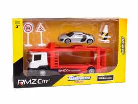 Model metalowy City 1:64 Scania Transporter Playset RMZ