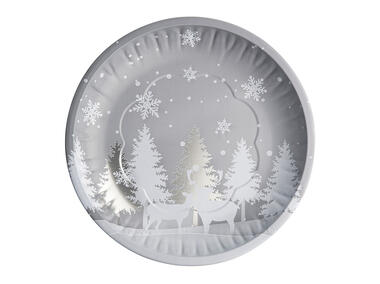 Zdjęcie: Taca okragła średnica 26 cm dekorowana srebrne choinki ALTOMDESIGN
