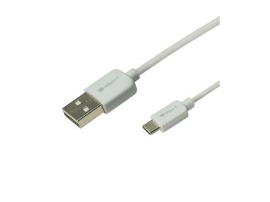 Przewód USB 2.0 typu A - USB typu C, 1m, gumowy biały EN105 DPM SOLID