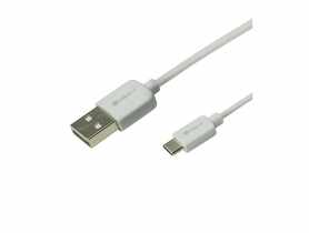 Przewód USB 2.0 typu A - USB typu C, 1m, gumowy biały EN105 DPM SOLID