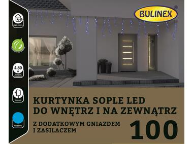 Zdjęcie: Kurtyna Sople 100 lampek - 5 m biały niebieski BULINEX