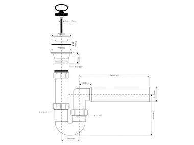 Zdjęcie: Syfon zlewozmywakowy rurowy 1.1/2 x50 mm z podłączeniem pralki lub zmywarki MCALPINE