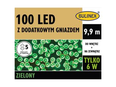 Zdjęcie: Lampki choinkowe LED z dodatkowym gniazdem 9,9 m zielone 100 lampek BULINEX