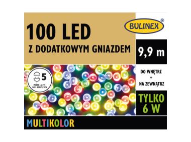 Zdjęcie: Lampki choinkowe LED z dodatkowym gniazdem 9,9 m multikolor 100 lampek BULINEX