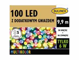 Lampki choinkowe LED z dodatkowym gniazdem 9,9 m multikolor 100 lampek BULINEX