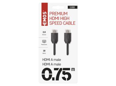 Zdjęcie: Przewód Hdmi 2.0 wtyk A - wtyk A, 0,75m EMOS