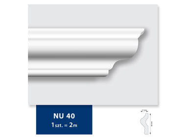 Zdjęcie: Listwa sufitowa z polistyrenu NU 40, 2 sztuki 200x4,0x1,7 cm biały DMS