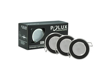 Zdjęcie: Oprawki podtynkowe LED Sun aluminiowe 3in1 okragle czarne szczorkowane trójpak POLUX