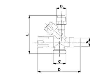 Zdjęcie: Zawór kątowy typu Kombi 3/8x1/2x3/4 KFA