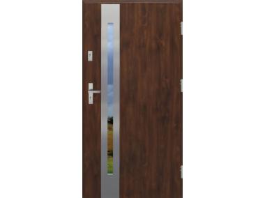 Drzwi zewnętrzne stalowo-drewniane Disting Otello 12B Orzech 90 cm prawe zamek listwowy KR CENTER