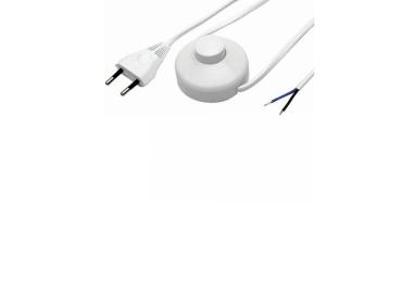 Zdjęcie: Przewód przyłączeniowy OMYp 2x0,75 wtyczka płaska, wyłącznik nożny 2 m biały POLMARK