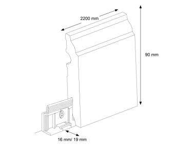 Zdjęcie: Listwa przypodłogowa MDF Biały RAL 9003 okleina półmat 6x1,1 cm kwadrat R3 220 cm CEZAR