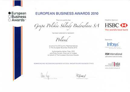 PSB w konkursie European Business Awards