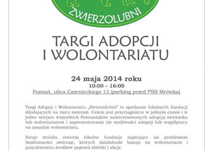 Zapraszamy na Targi Adopcji i Wolontariatu „Zwierzolubni”